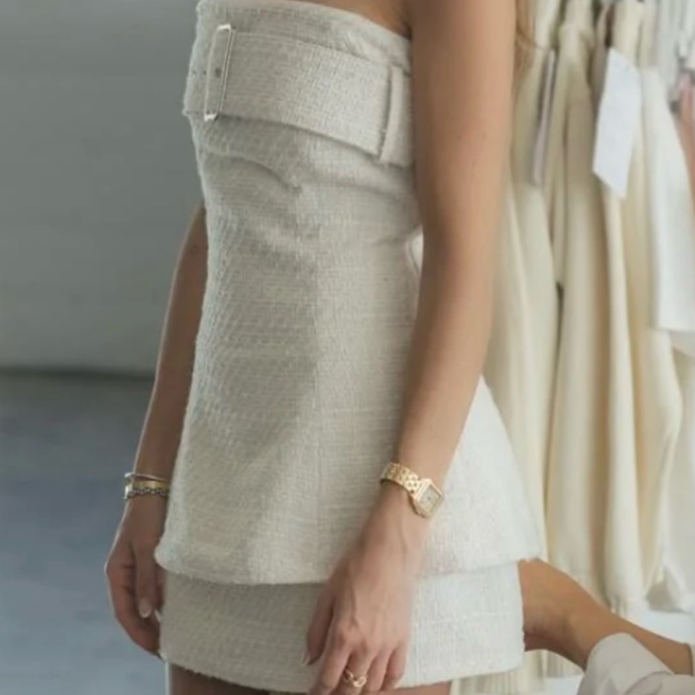 Tan A-line Mini Skirt and top included